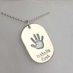 Dog Tag Hand or Footprint Necklace