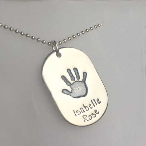 Dog Tag Hand or Footprint Necklace