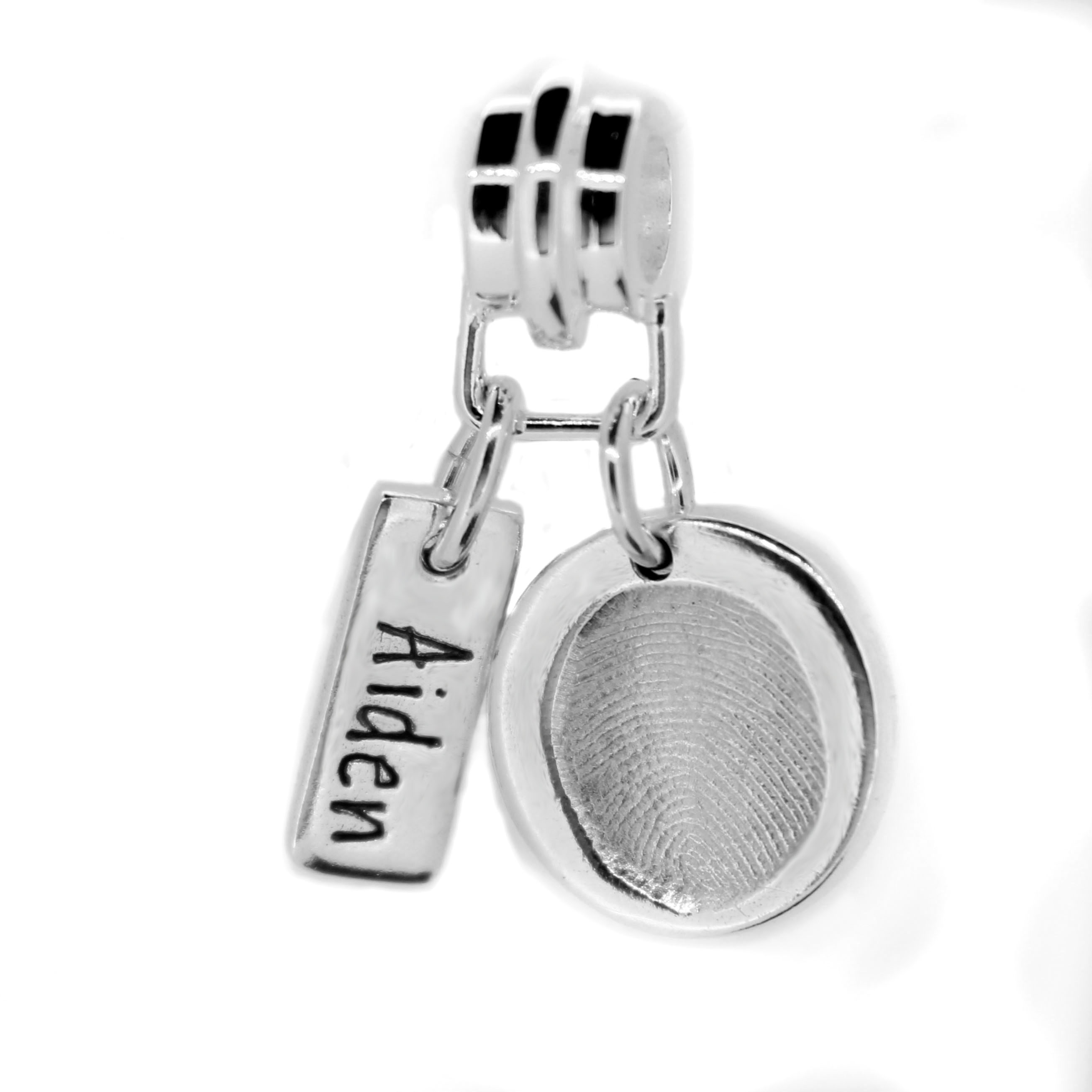 Fingerprint Dainty Charm With Name Tag
