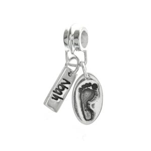 Hand or Footprint Dainty Charm With Name Tag