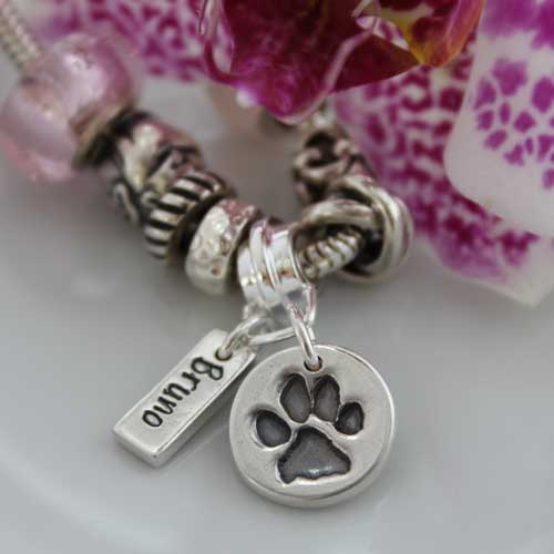 Pawprint Dainty Charm With Name Tag